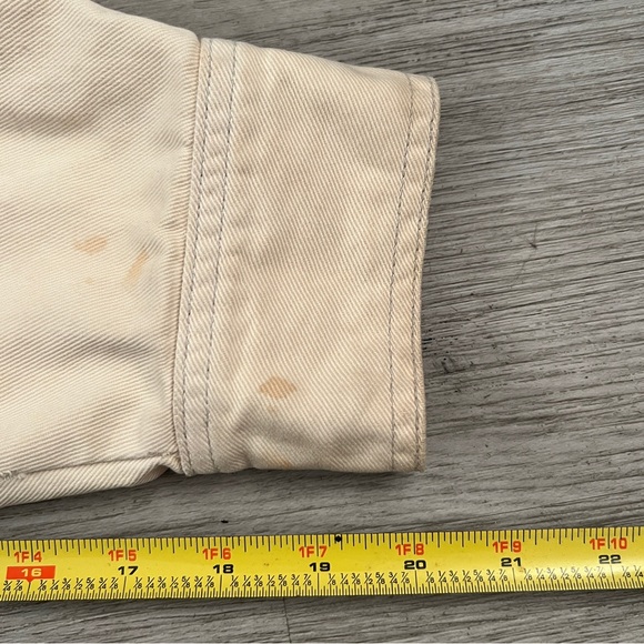 TURNING POINT 76 RACING GASOLINE VINTAGE Denim Jacket CREAM Sleeves SIZE LARGE - Picture 12 of 13